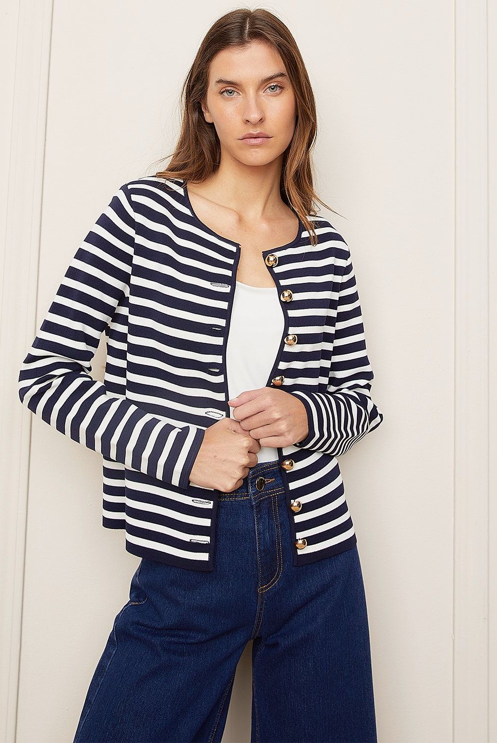 BASEMENT - Cárdigan Basement Mujer Regular Fit Diseño Rayado