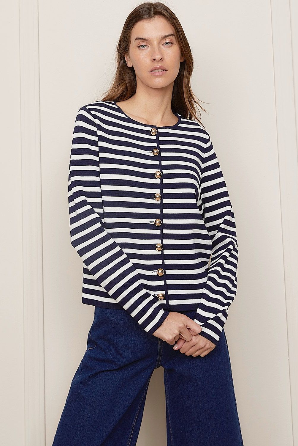 BASEMENT - Cárdigan Basement Mujer Regular Fit Diseño Rayado