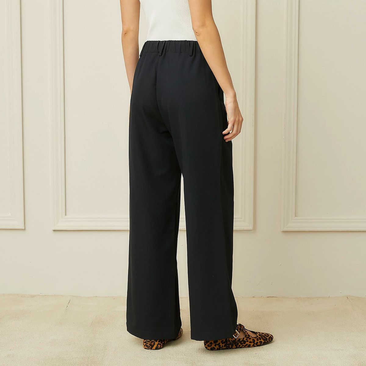 BASEMENT - Pantalón Mujer Basement Wide Leg Tiro Alto Diseño Cuadros