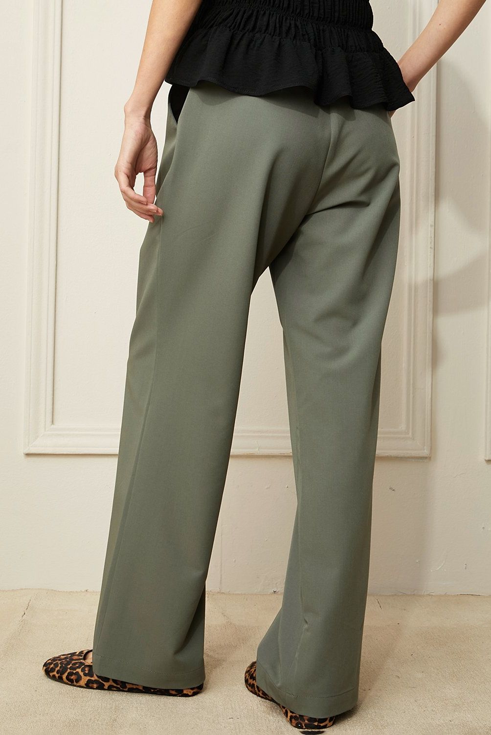 BASEMENT - Pantalón Mujer Basement Wide Leg Tiro Alto Diseño Cuadros