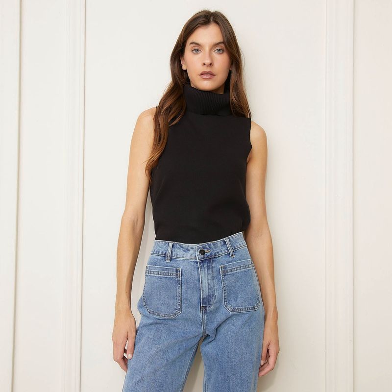 BASEMENT - Sweater Sin Manga Cuello Alto Basement Mujer Algodón