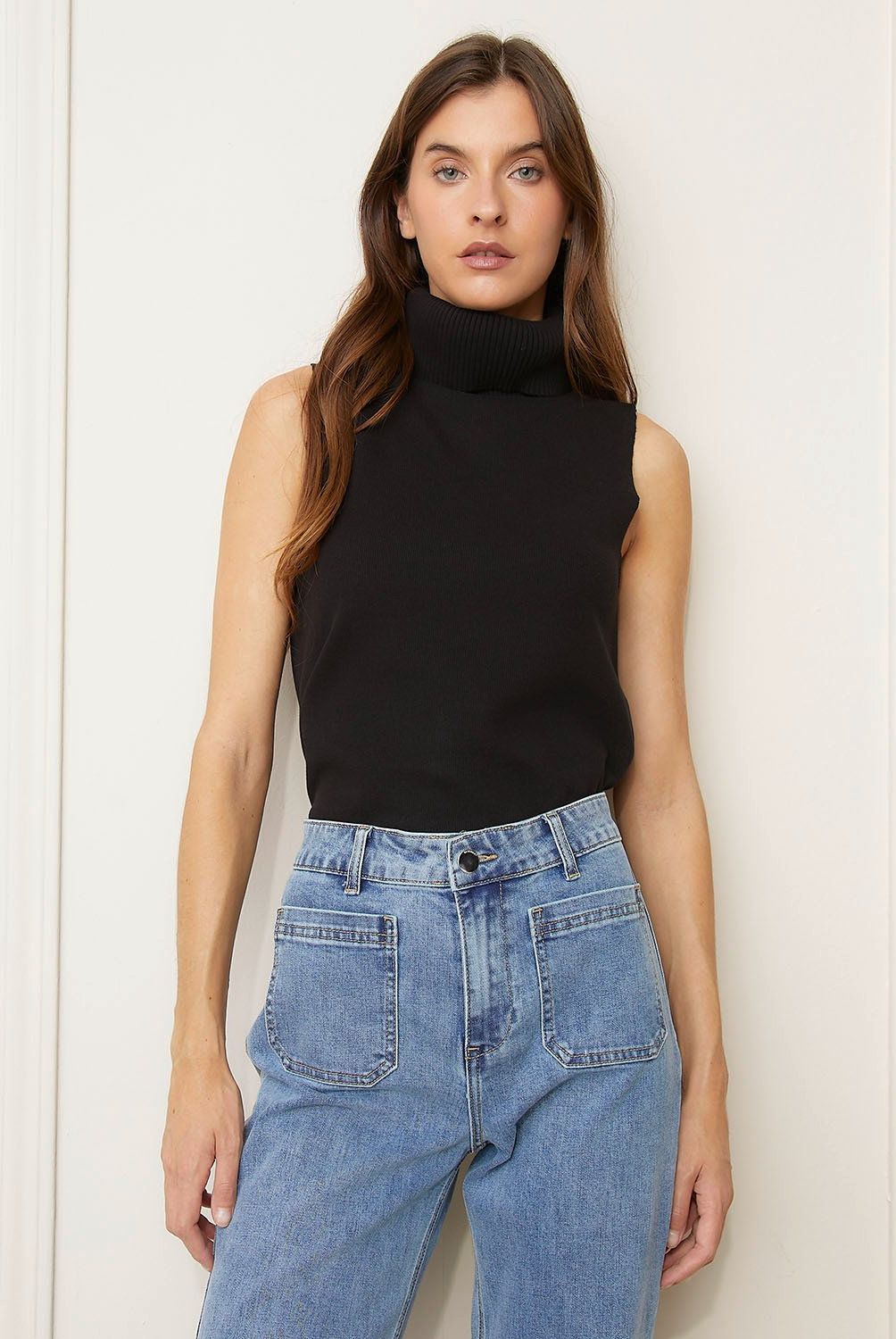BASEMENT - Sweater Sin Manga Cuello Alto Basement Mujer Algodón