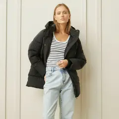 BASEMENT - Parka Liso Con Gorro Mujer