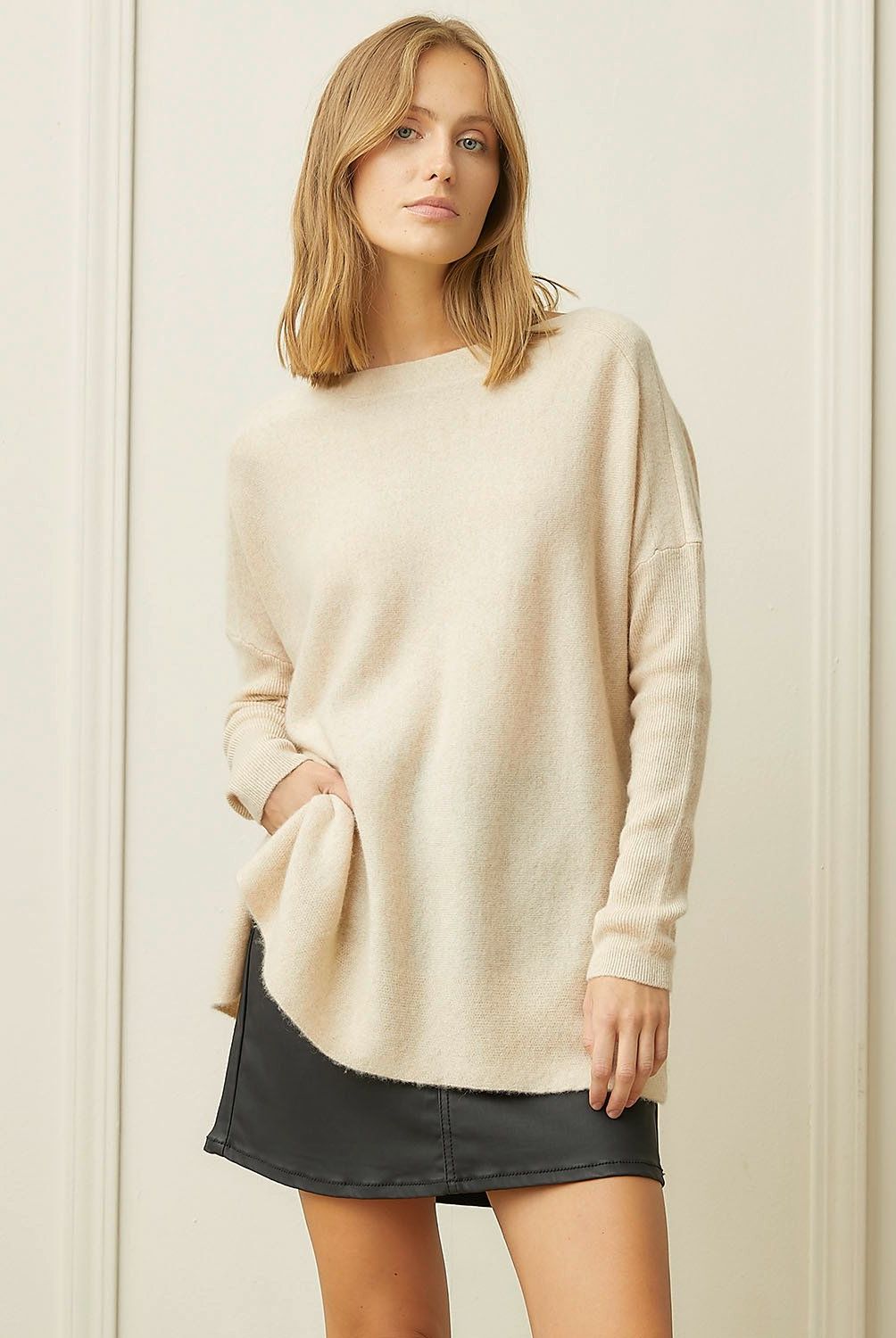 BASEMENT - Sweater Cashmere Manga Larga Basement Mujer