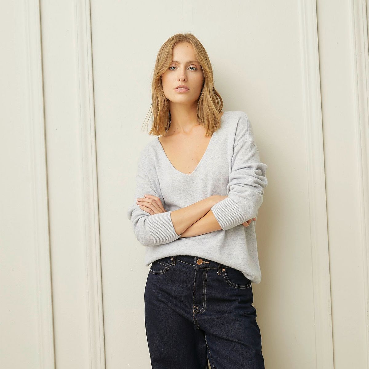 BASEMENT - Sweater Basement Cashmere Cuello V Mujer Manga Larga