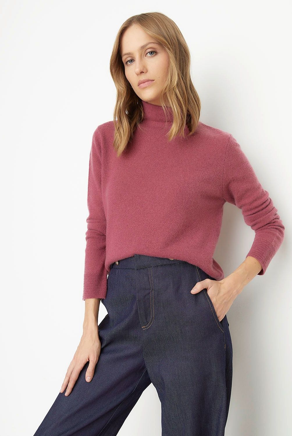 BASEMENT - Sweater Basement Cashmere Cuello Alto Mujer Manga Larga