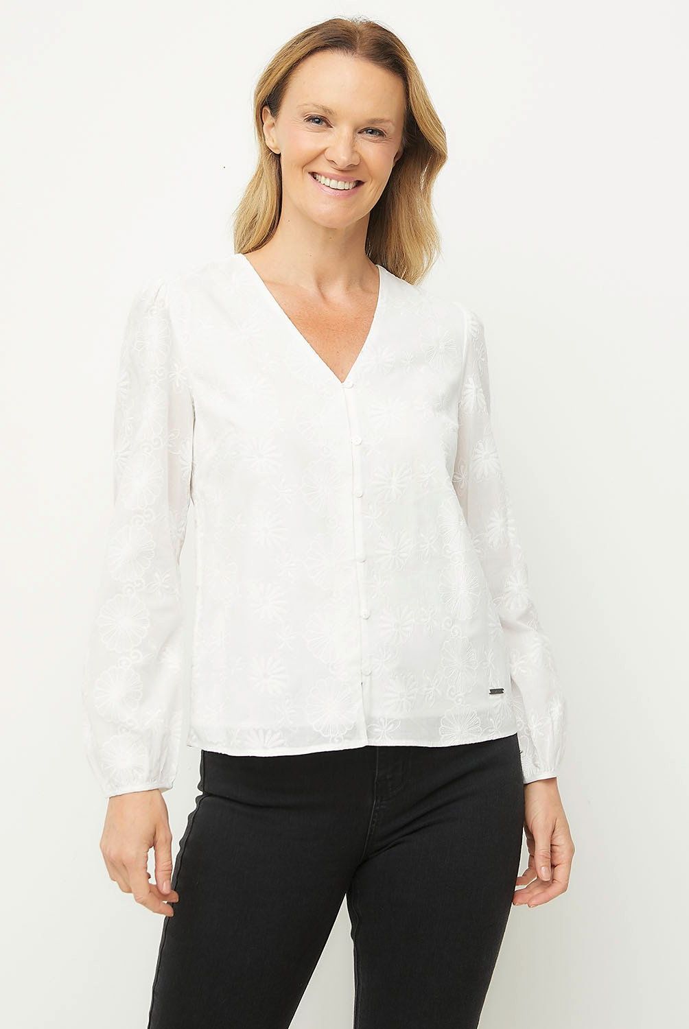 NEWPORT - Blusa Manga Larga Algodón Mujer Newport