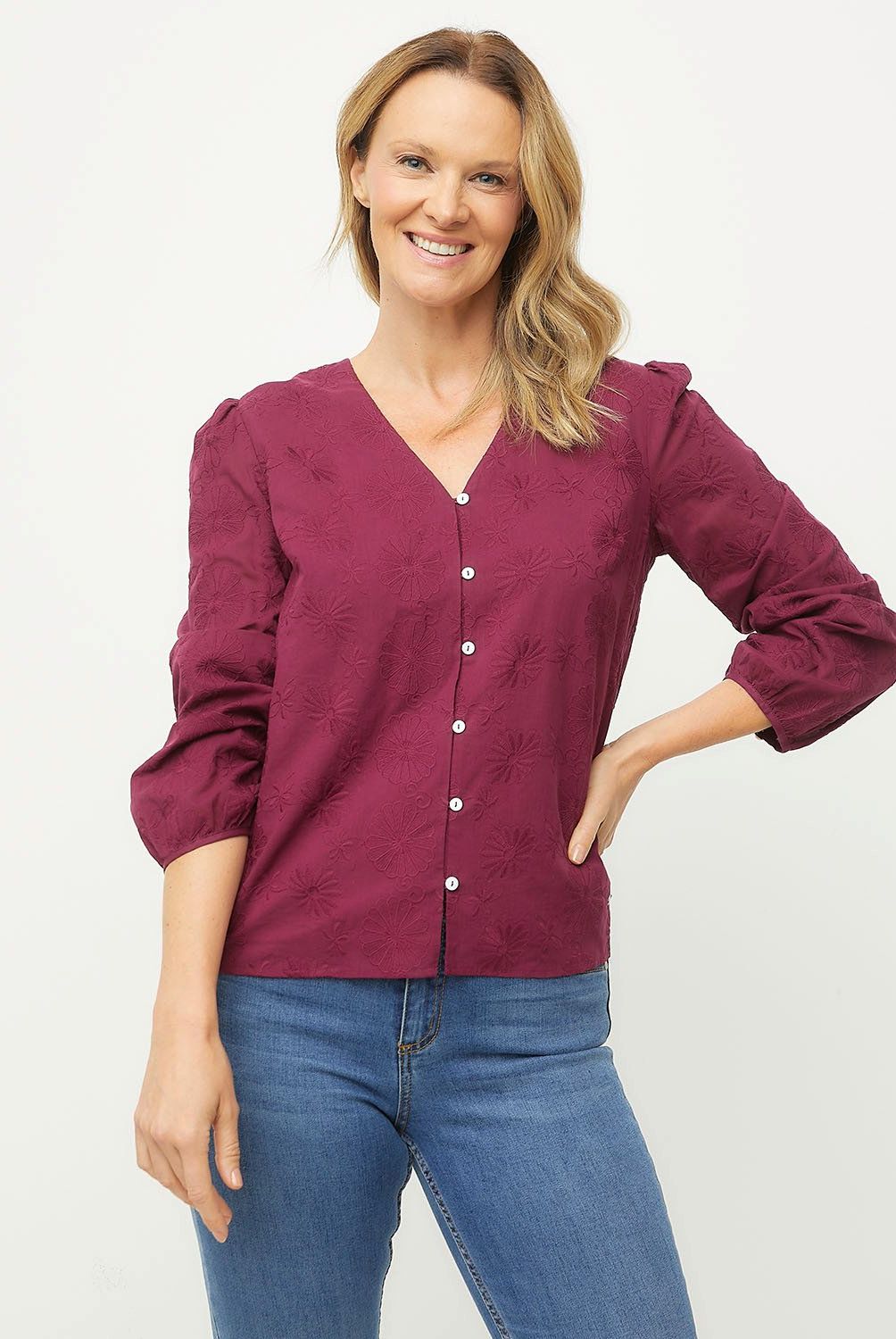 NEWPORT - Blusa Manga Larga Algodón Mujer Newport