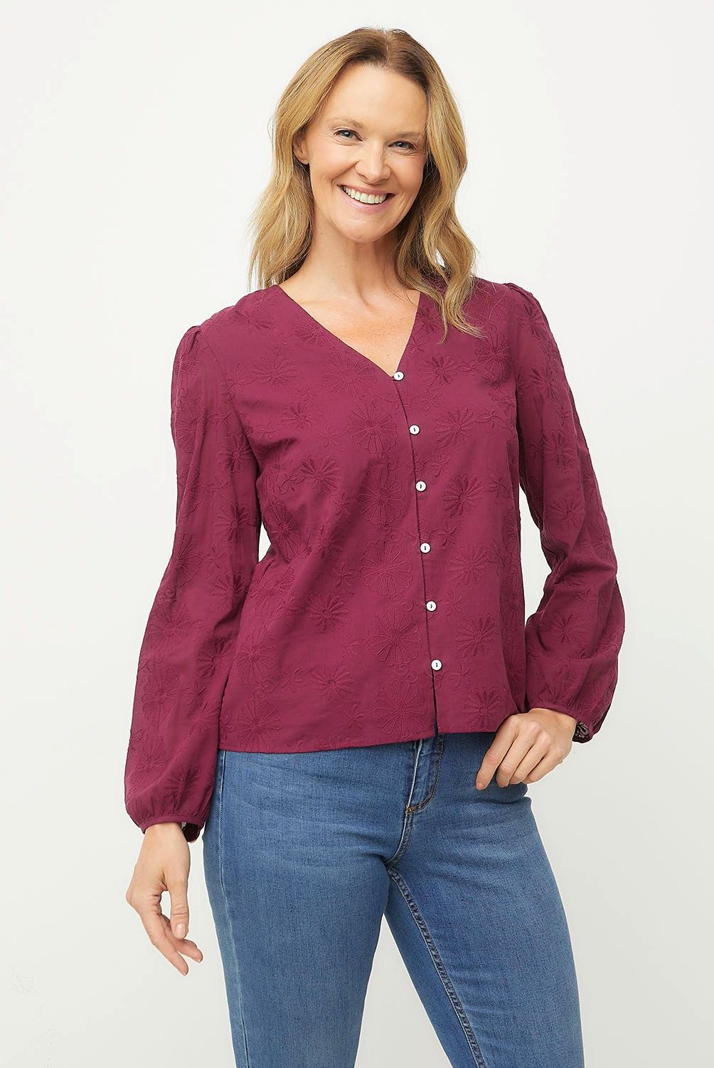 NEWPORT - Blusa Manga Larga Algodón Mujer Newport
