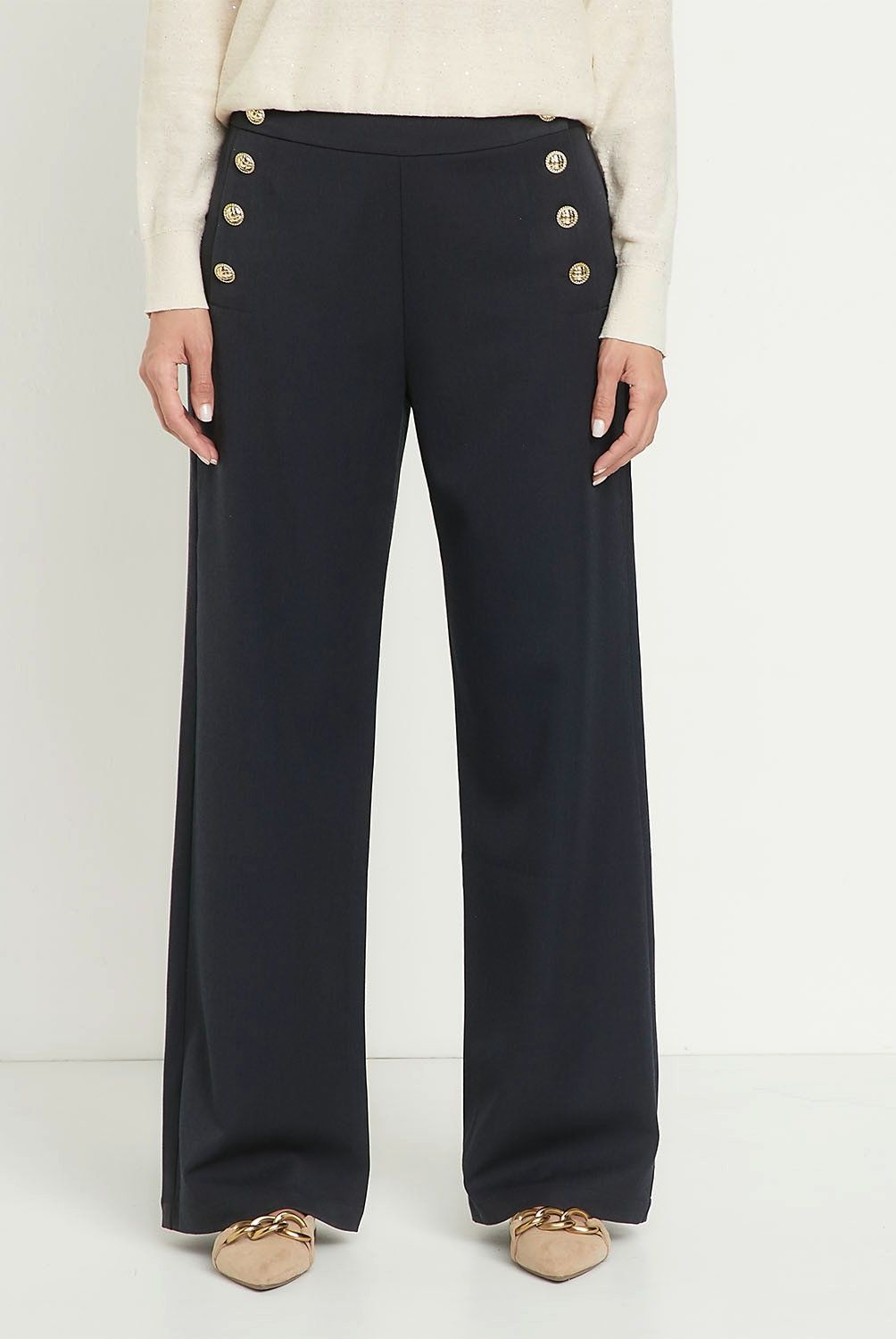 APOLOGY - Pantalón Palazzo Mujer Apology Tiro Medio