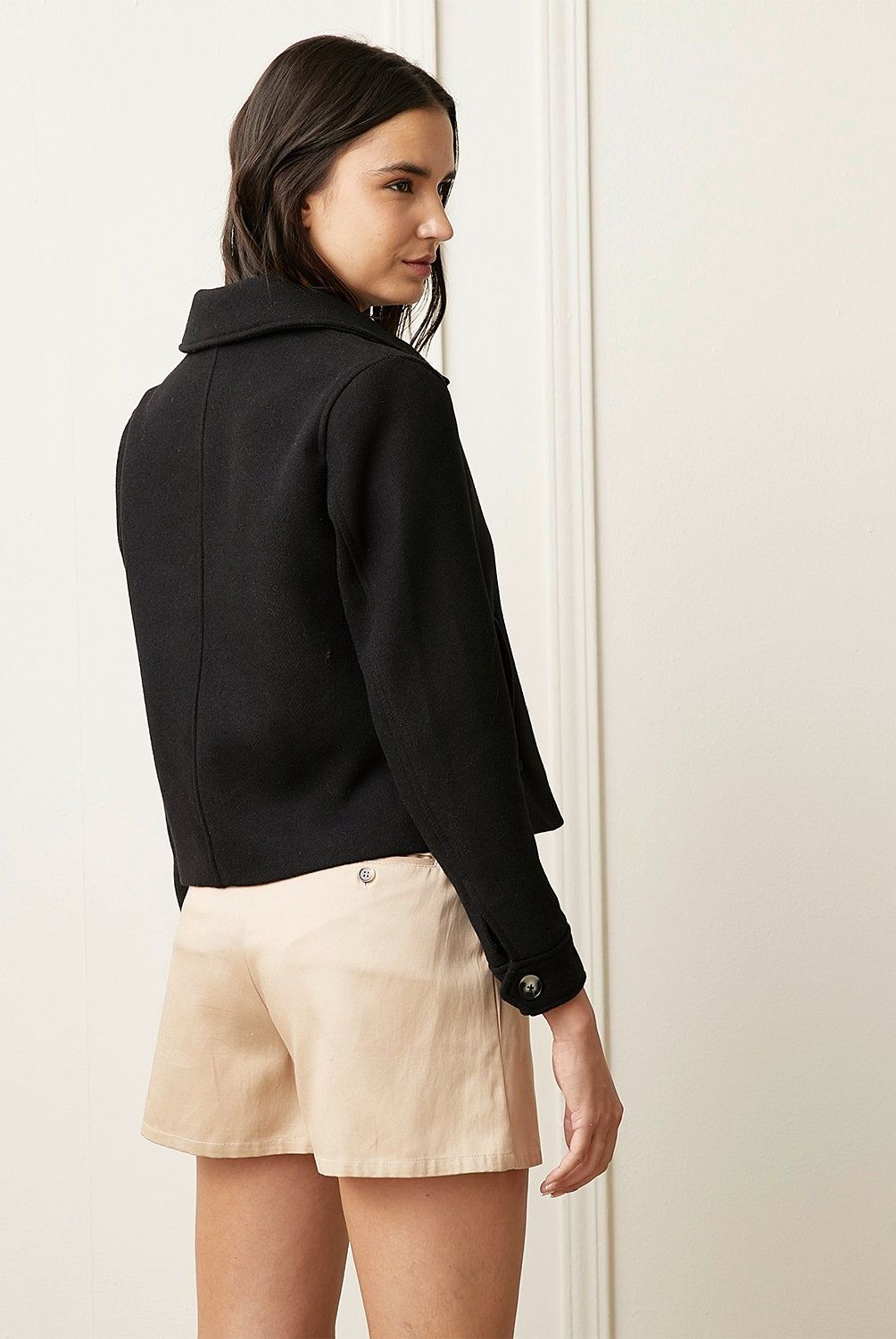BASEMENT - Chaqueta Basement Mujer Lana Manga Larga Diseño Liso