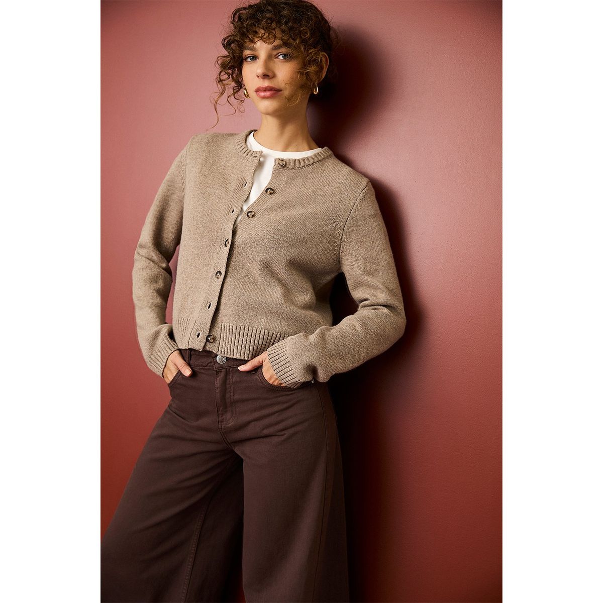 BASEMENT - Chaleco Basement Lana Manga Larga Mujer