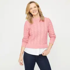 NEWPORT - Sweater Algodón Jaspeado Mujer Manga Larga