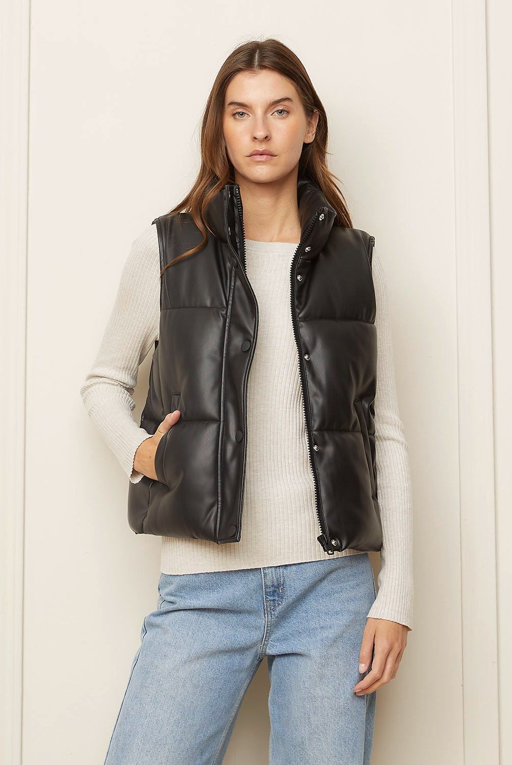 BASEMENT - Parka Puffa Basement Mujer Sin Mangas Cuello Alto