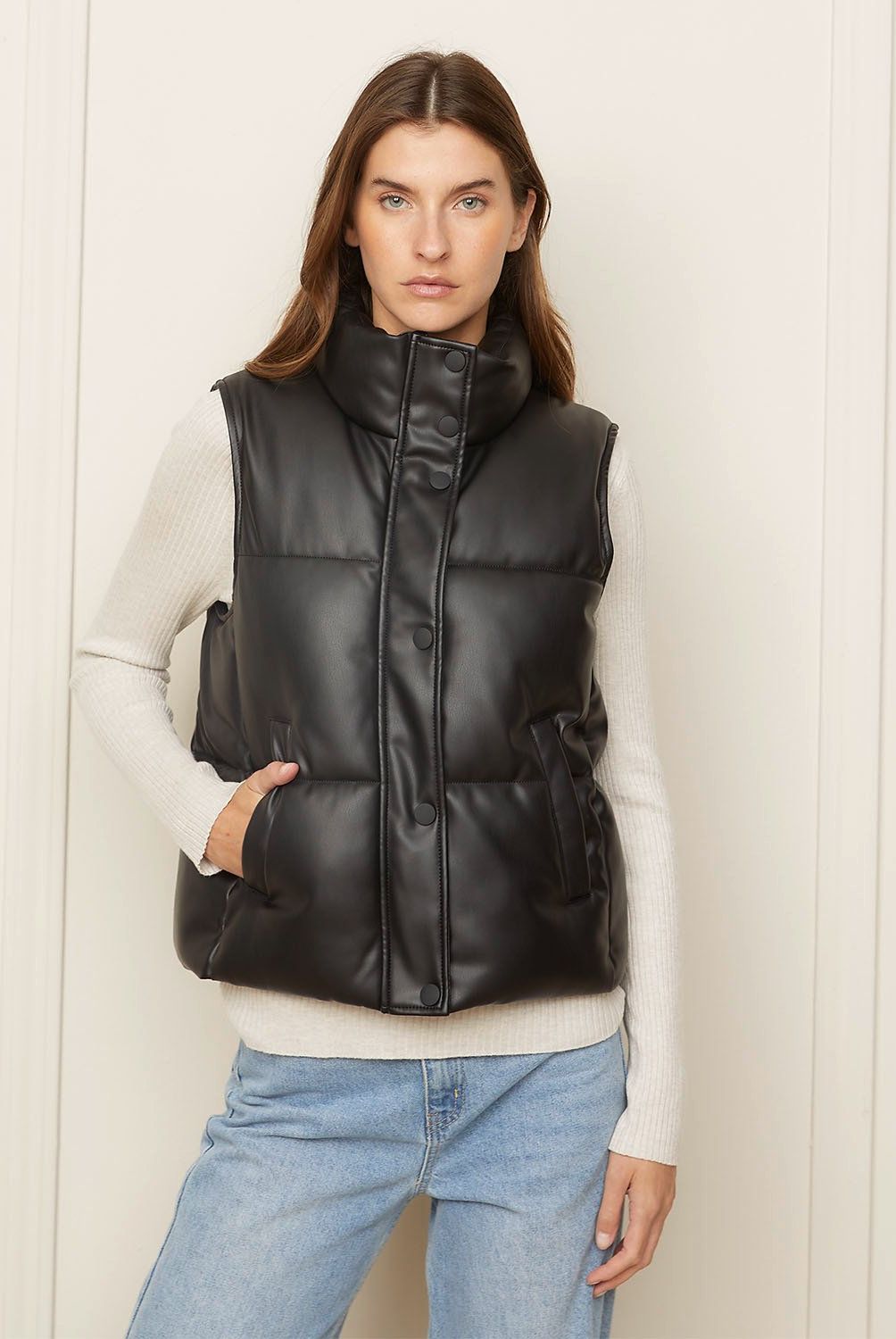 BASEMENT - Parka Puffa Basement Mujer Sin Mangas Cuello Alto