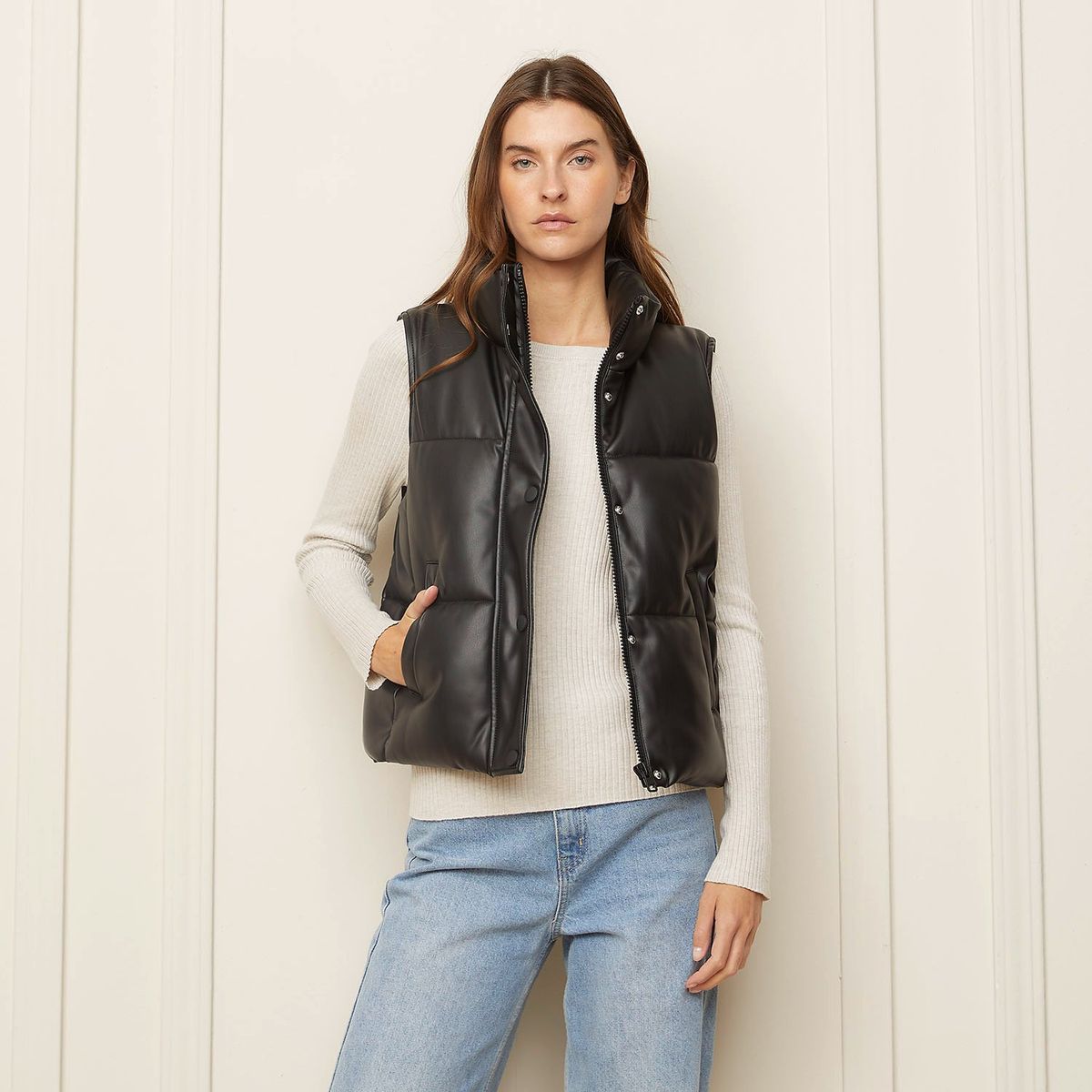 BASEMENT - Parka Puffa Basement Mujer Sin Mangas Cuello Alto