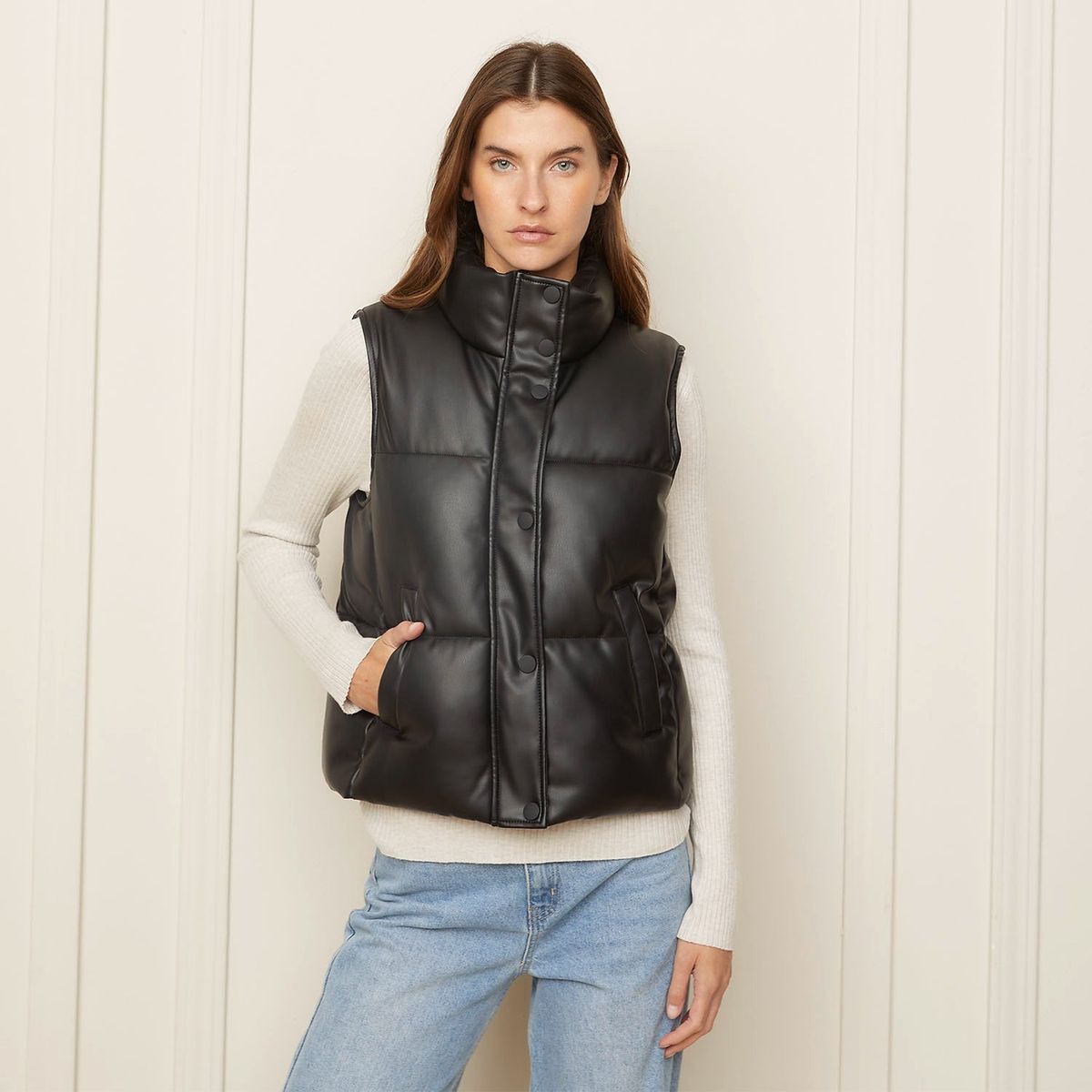 BASEMENT - Parka Puffa Basement Mujer Sin Mangas Cuello Alto