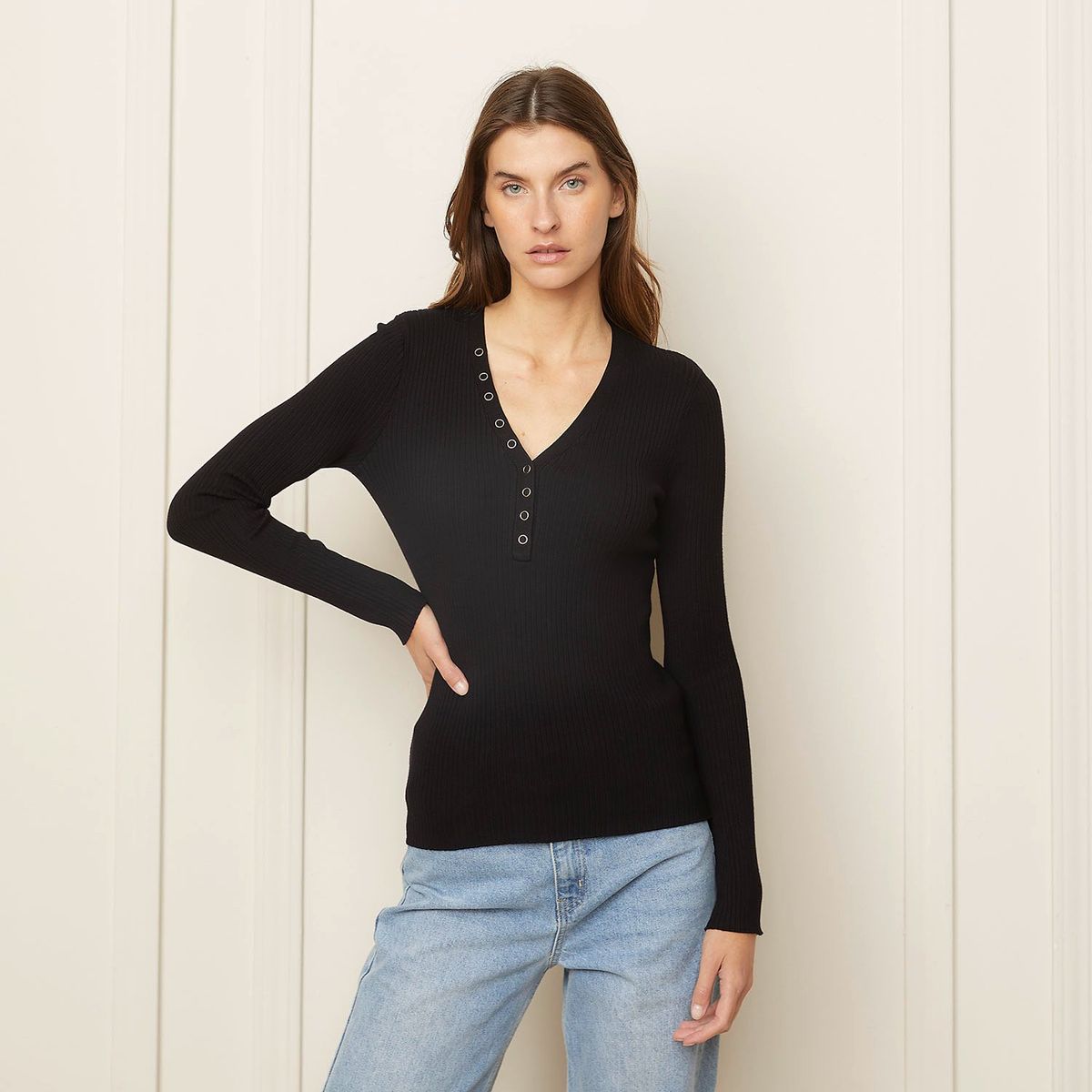 BASEMENT - Sweater Manga Larga Basement Rayas Mujer Viscosa