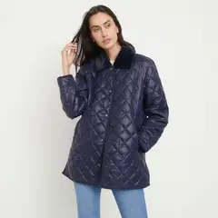 APOLOGY - Parka Acolchada Con Cuello De Piel Mujer Azul Marino