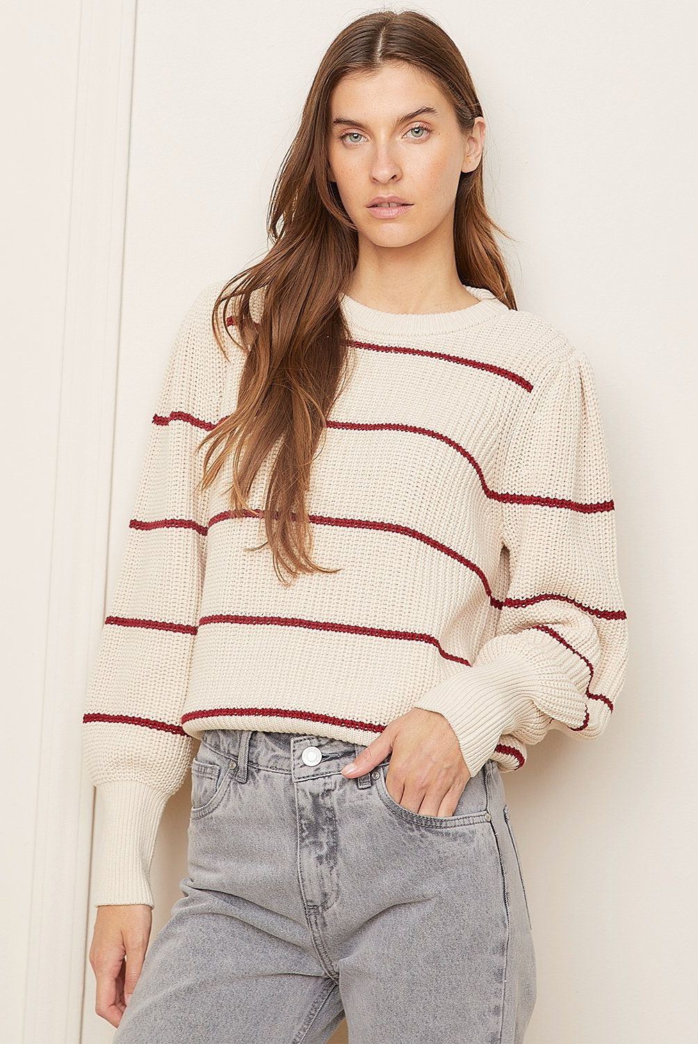 BASEMENT - Sweater Basement Rayas Manga Larga Mujer Algodón Acrílico