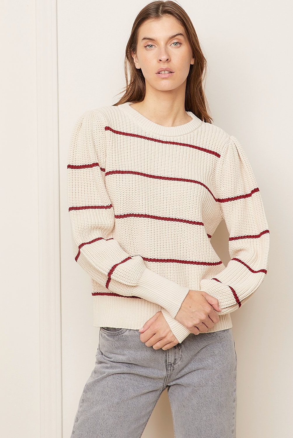 BASEMENT - Sweater Basement Rayas Manga Larga Mujer Algodón Acrílico