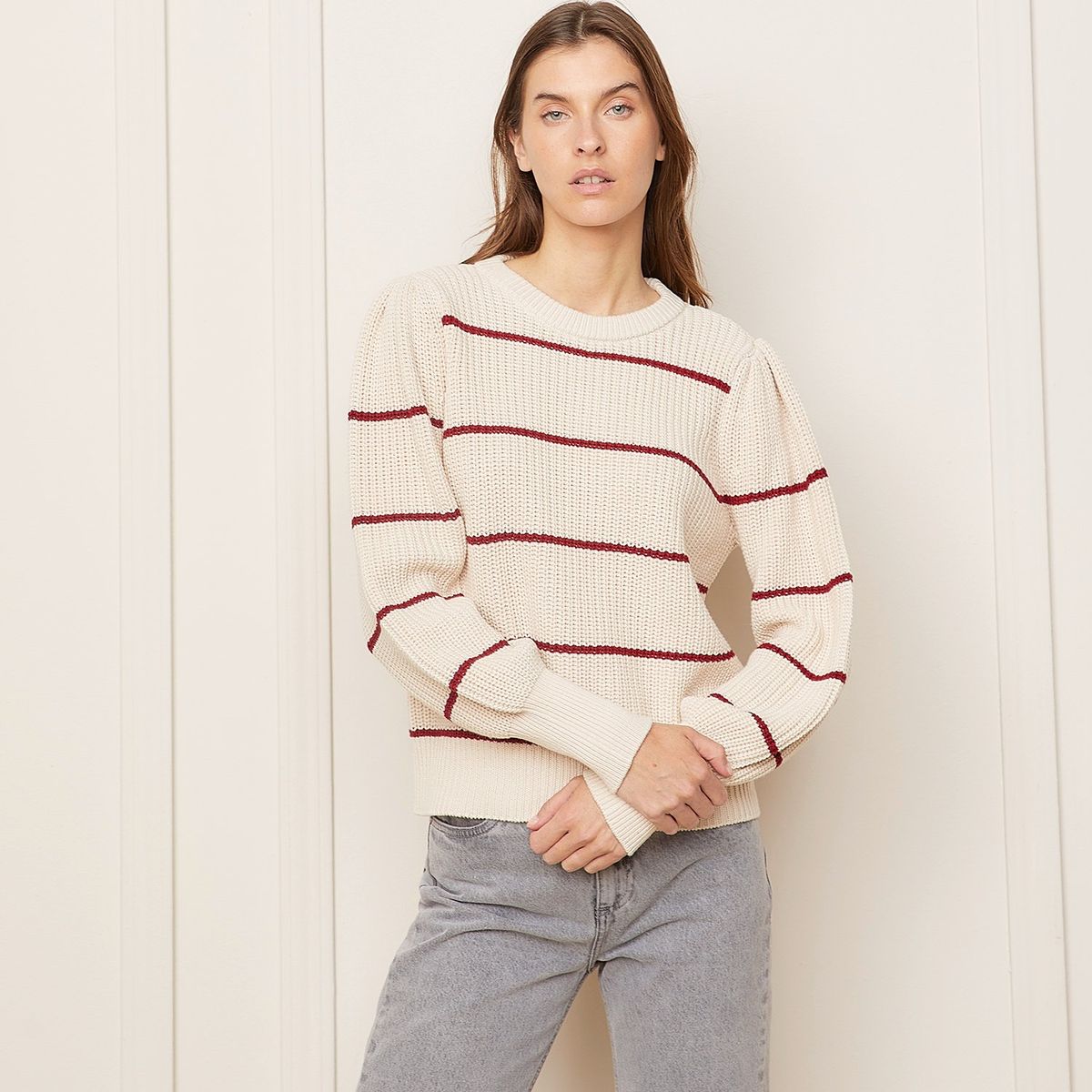 BASEMENT - Sweater Basement Rayas Manga Larga Mujer Algodón Acrílico