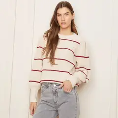 BASEMENT - Sweater Rayas Manga Larga Mujer Algodón Acrílico