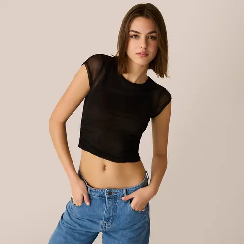 SYBILLA - Top Malla Mujer Manga Corta