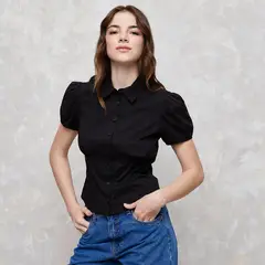 SYBILLA - Blusa Manga Corta Algodón Mujer