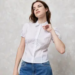 SYBILLA - Blusa Manga Corta Algodón Mujer