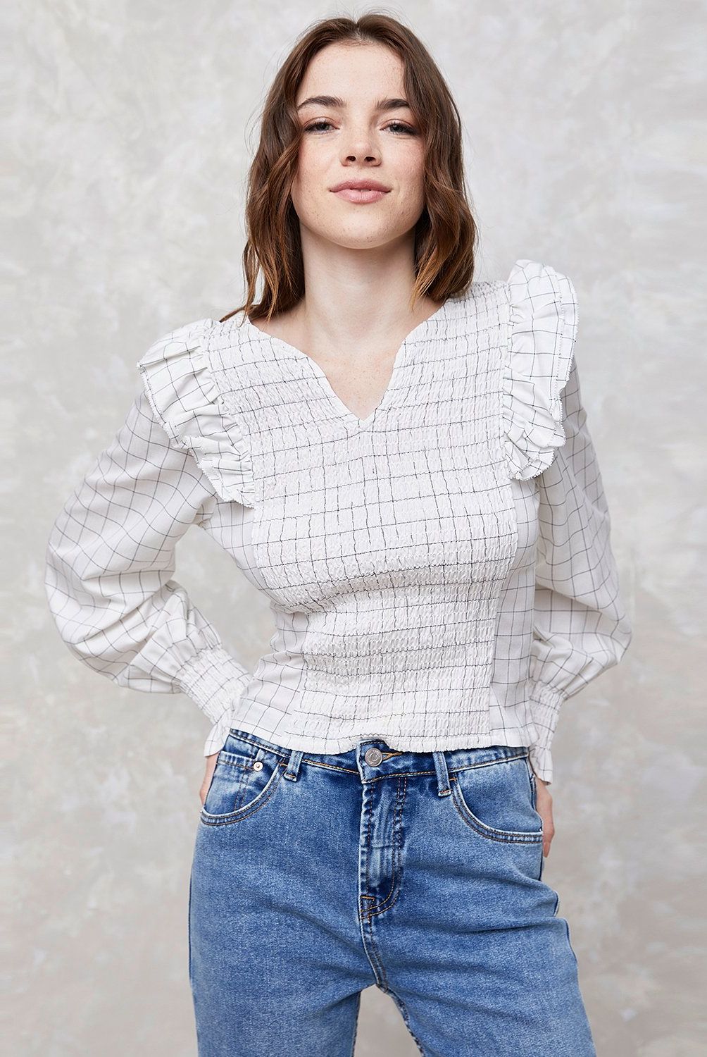 SYBILLA - Blusa Manga Larga Mujer Sybilla Diseño Cuadros