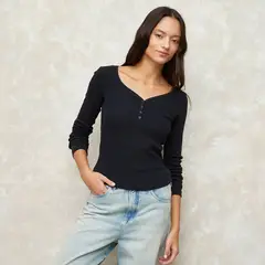 SYBILLA - Polera Manga Larga Algodón Mujer