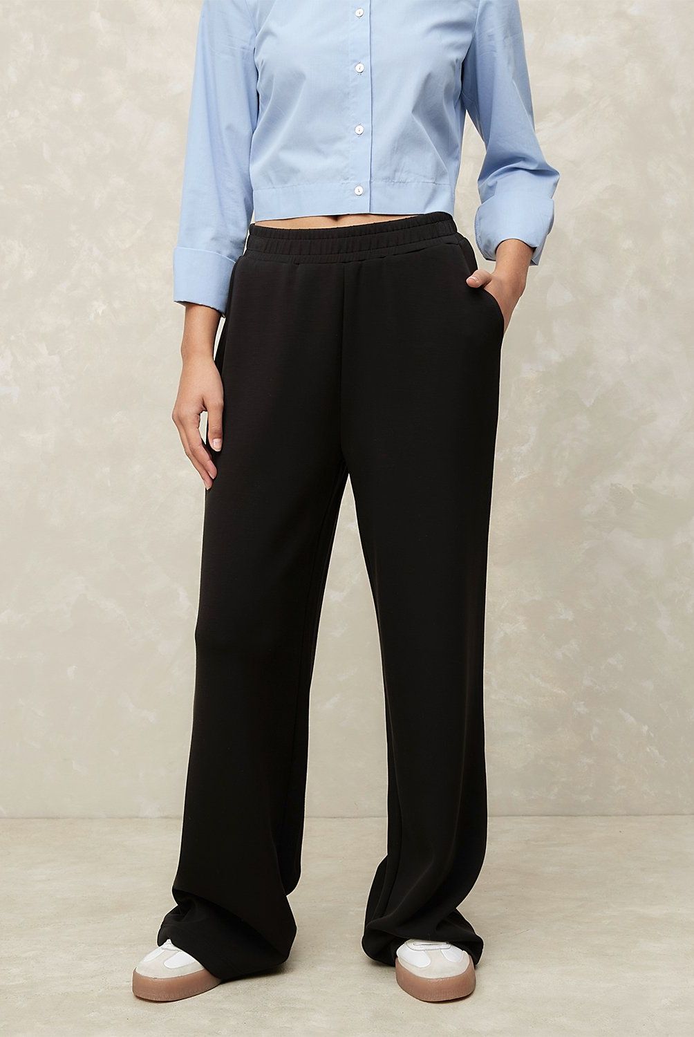 SYBILLA - Pantalón De Buzo Recto Tiro Medio Mujer Sybilla