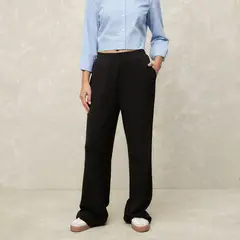 SYBILLA - Pantalón De Buzo Recto Tiro Medio Mujer