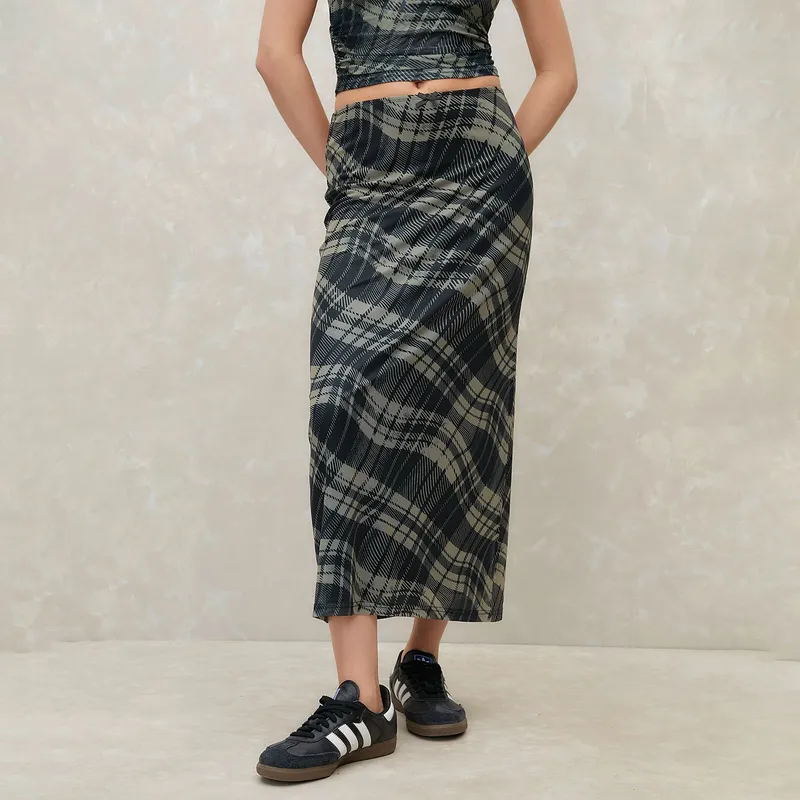 SYBILLA - Falda Midi Mujer Sybilla Diseño Cuadros