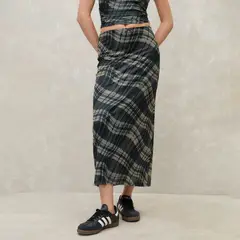 SYBILLA - Falda Midi Mujer Diseño Cuadros