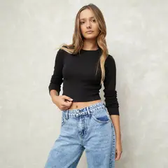 SYBILLA - Polera Manga Larga Algodón Mujer