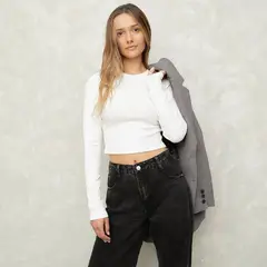 SYBILLA - Polera Manga Larga Algodón Mujer