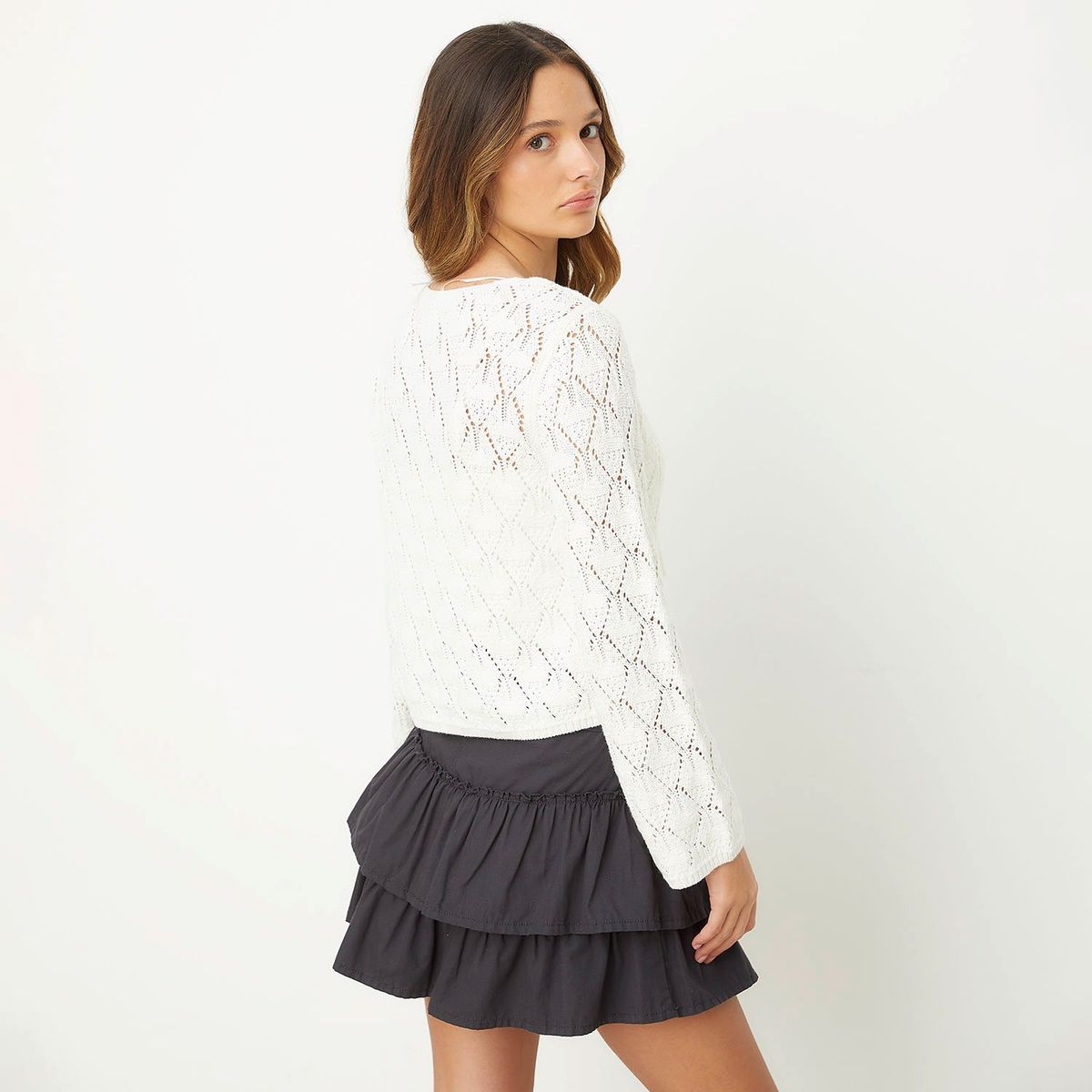 SYBILLA - Chaleco Texturado Manga Larga Sybilla Mujer Algodón Acrílico