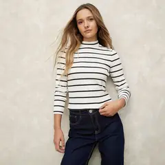 SYBILLA - Polera Manga Larga Algodón Mujer