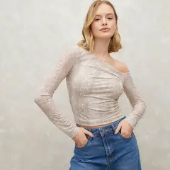 SYBILLA - Top Malla Mujer Manga Larga Estampado Casual