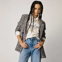 SYBILLA - Blazer A Cuadros Mujer Manga Larga