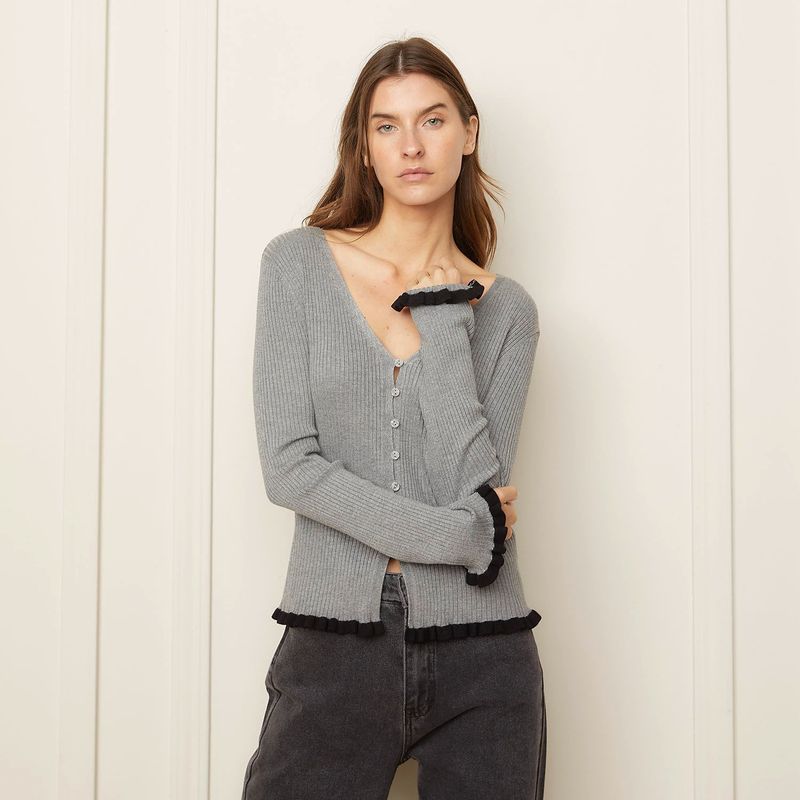 BASEMENT - Sweater Manga Larga Basement Viscosa Diseño Liso Mujer