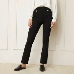 BASEMENT - Pantalón Flare Mujer Tiro Alto Casual Viscosa