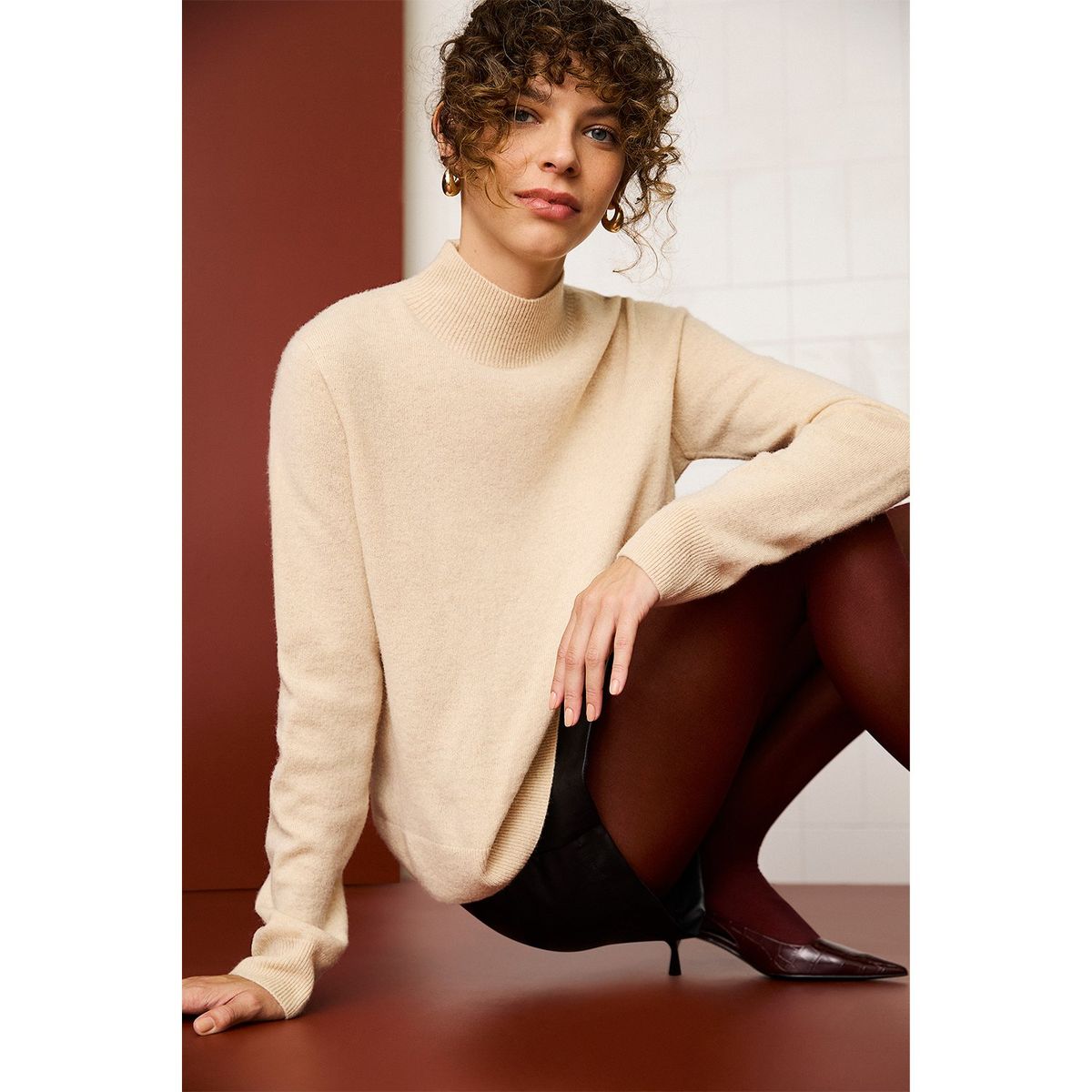 BASEMENT - Sweater Lana Mujer Basement Cuello Alto Manga Larga