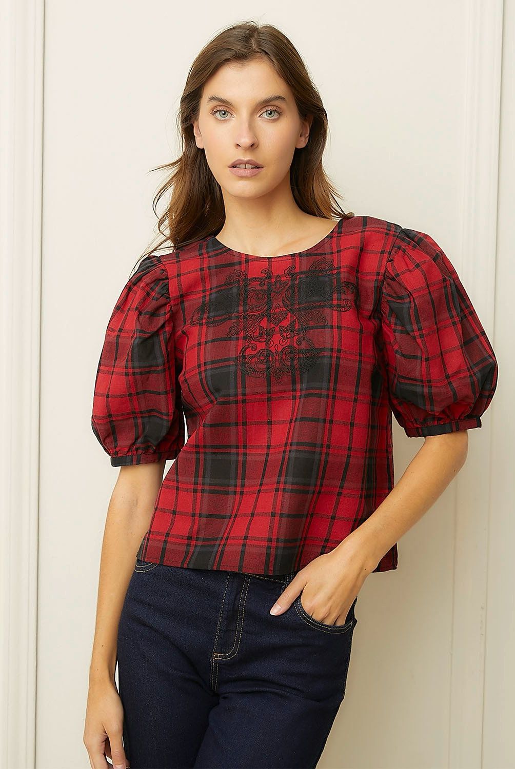 BASEMENT - Blusa Manga Corta Lino Mujer Basement