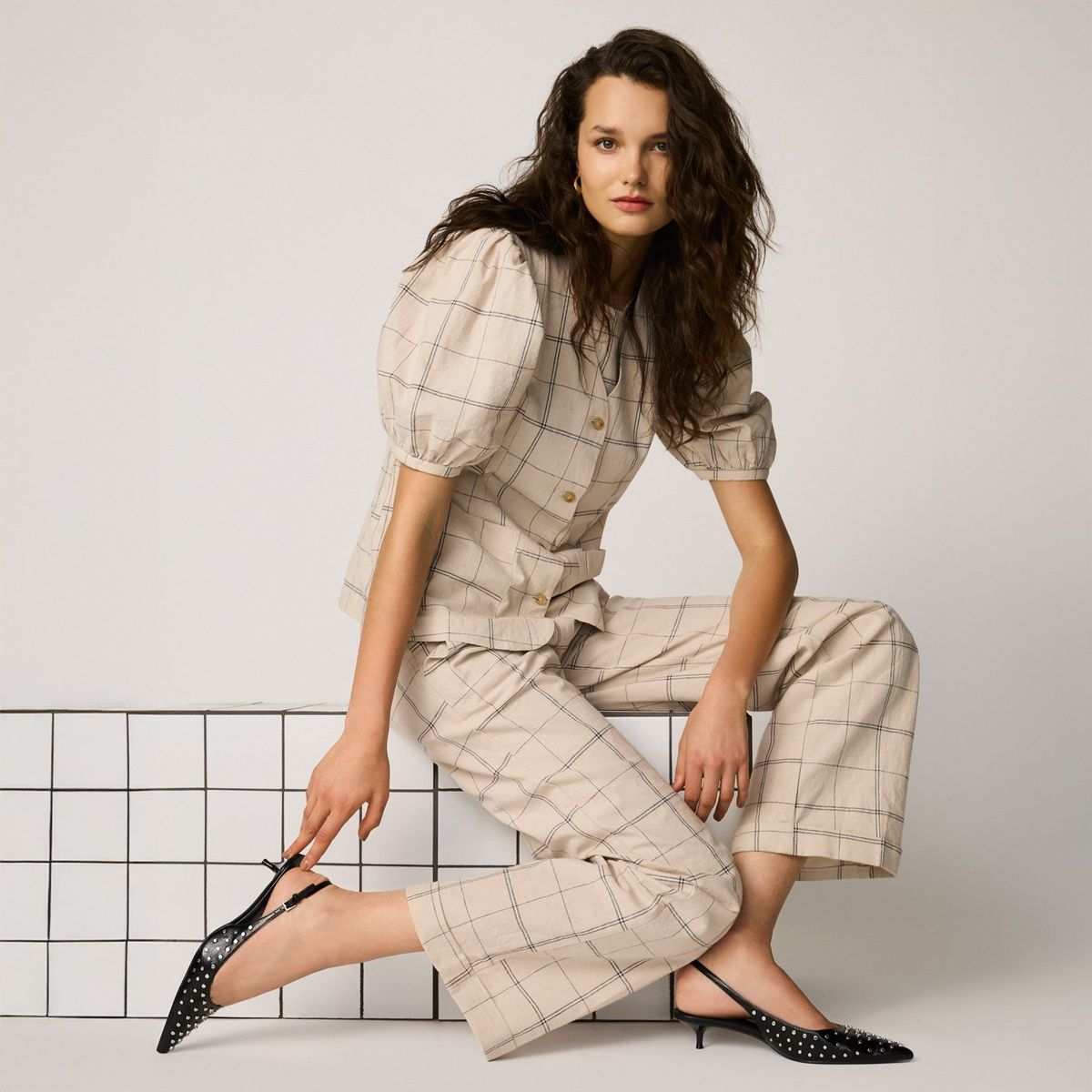 BASEMENT - Blusa Manga Corta Lino Mujer Basement