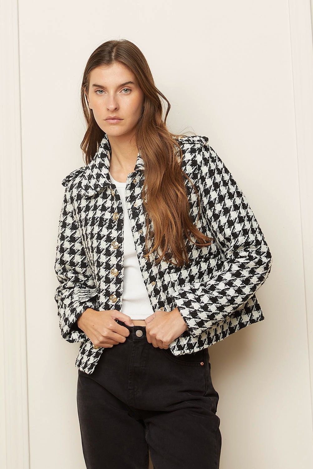 BASEMENT - Chaqueta Basement Diseño Cuadros Mujer