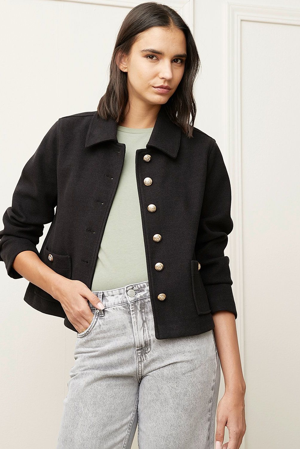BASEMENT - Chaqueta Basement Diseño Liso Mujer Manga Larga