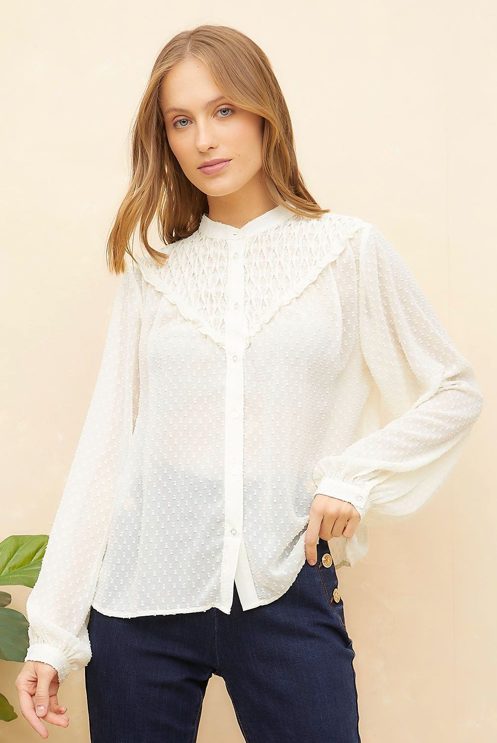 ELLE - Blusa Manga Larga Mujer Elle